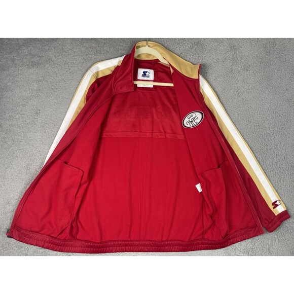 Starter Track Jacket San Francisco 49ers Full Zip Mens Medium Red NFL EUC - Picture 7 of 9
